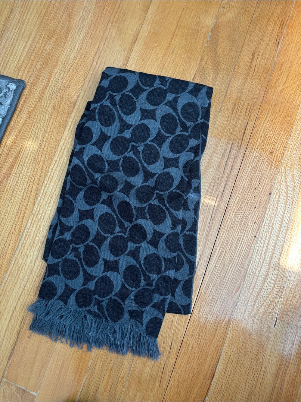 Coach Black and Charcoal Signature Jacquard Scarf